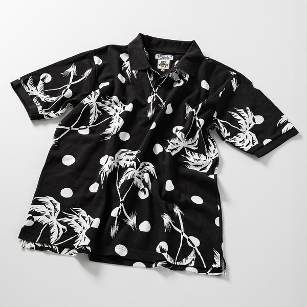 NVG×SUNSURF Moon Palm Tree Polo - BLACK