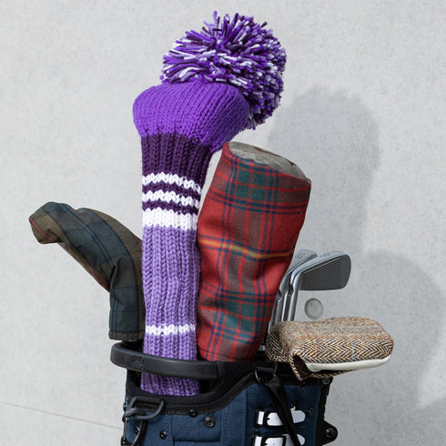 SEAMUS - Mallet Putter Cover Glen Plaid White Leather